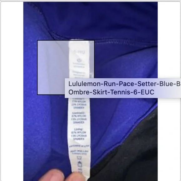 Lululemon Run Pace Setter Blue Black Ombre Skirt - Picture 4 of 6